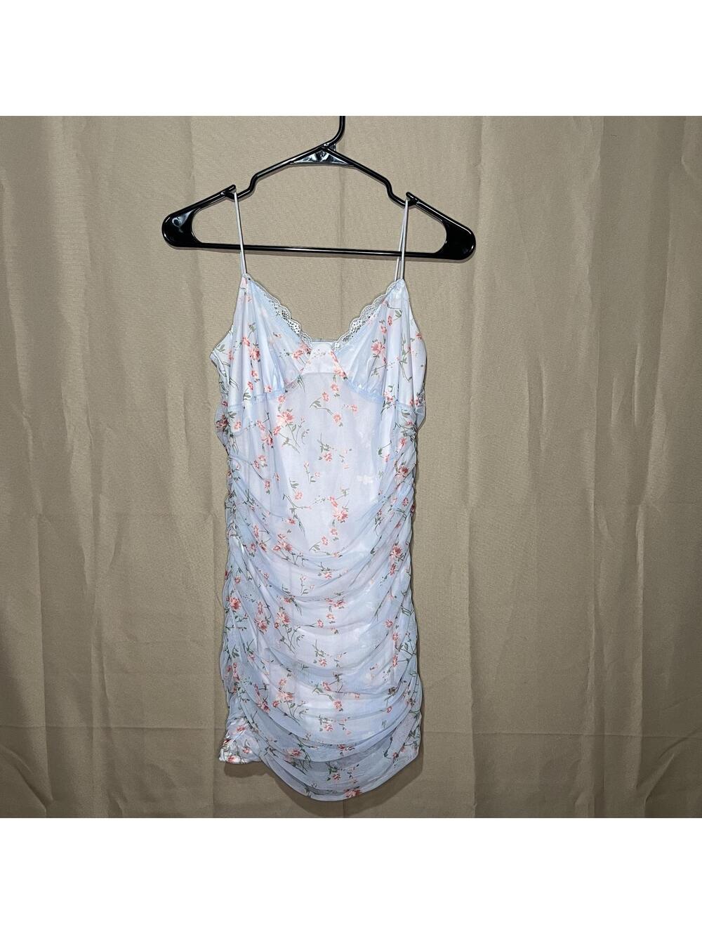 floral ruched mini dress